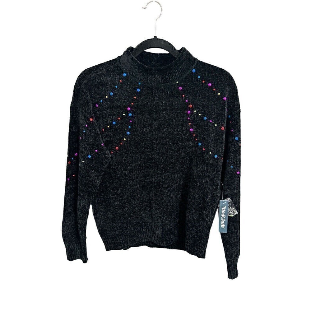 ModCloth Sweater Womens Size XS Deck The Halls With Glitz Mock Neck Pullover Top
